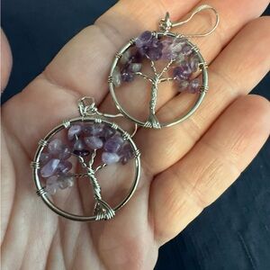 Dream amethyst tree of life earrings